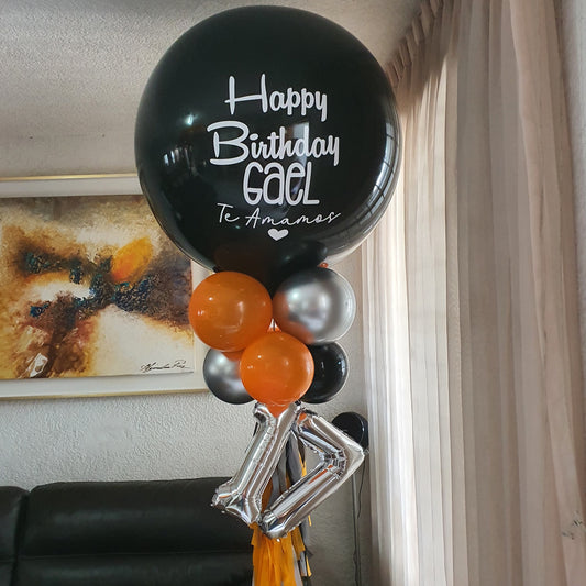 Burbuja 90cm pintada cumpleaños con números