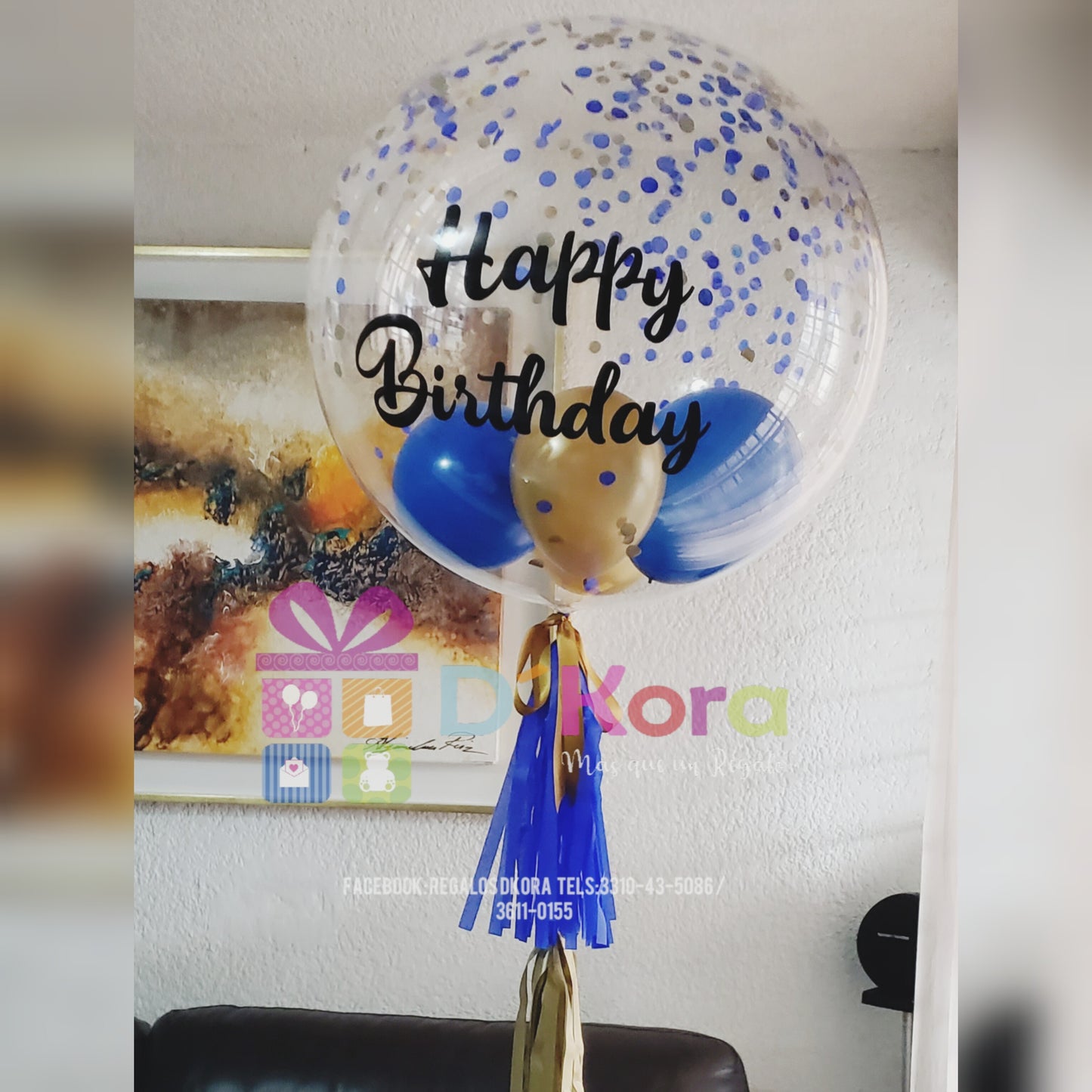 Burbuja 60cm con Globos interior cumpleaños