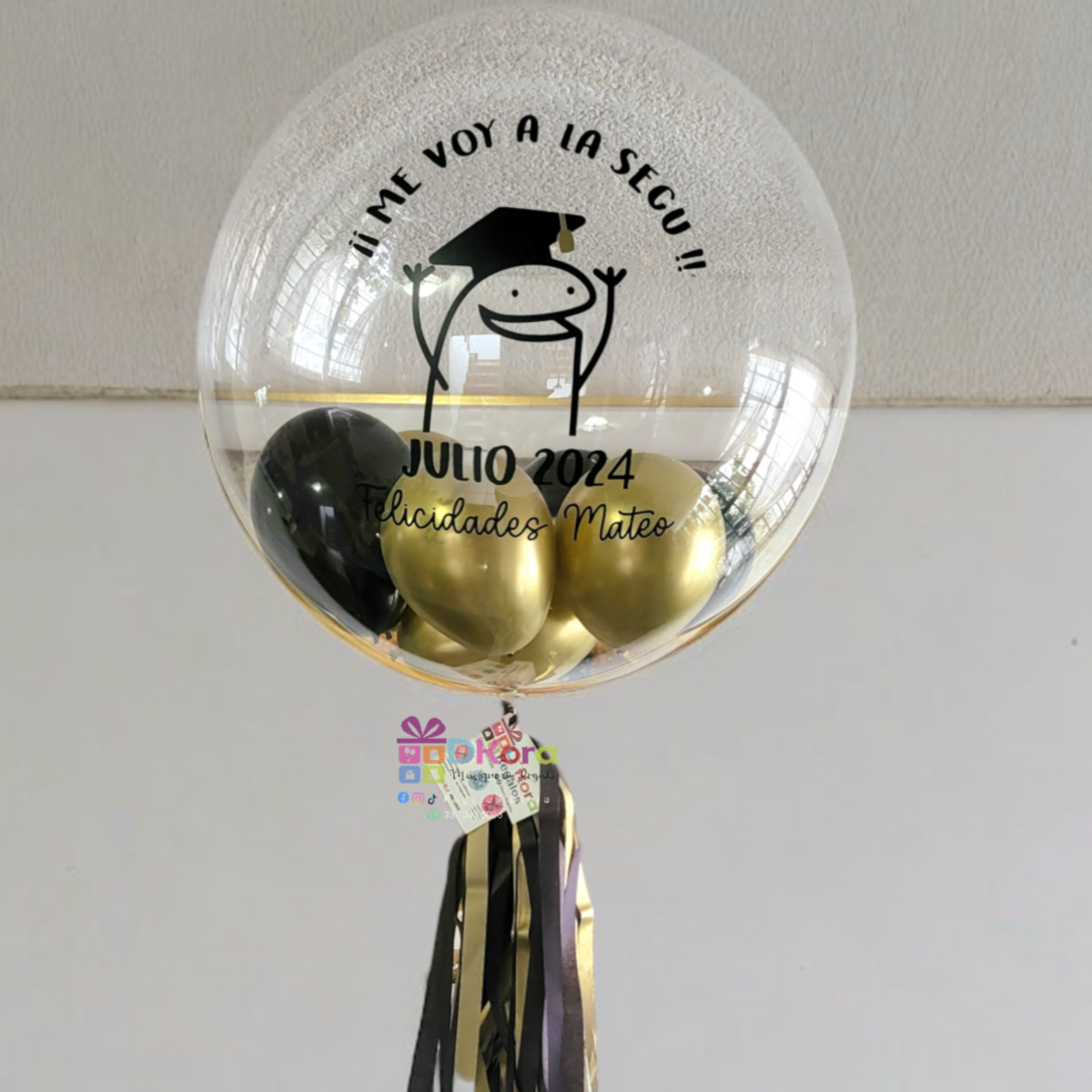 Burbuja 90cm. con Globos interior graduación
