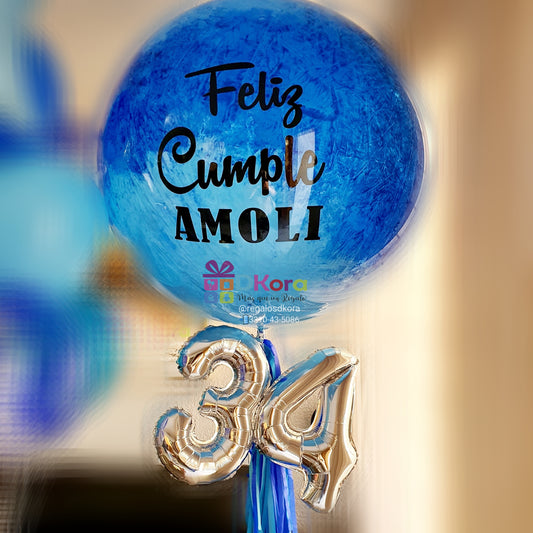 Burbuja 90cm pintada cumpleaños con números
