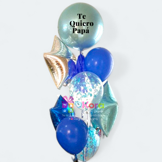Racimo Globos Orbz y estrellas papá