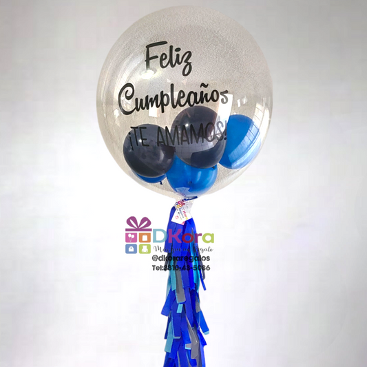 Burbuja 60cm con Globos interior cumpleaños